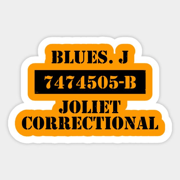 Joliet Blues Prison Shirt Sticker by kyohazard